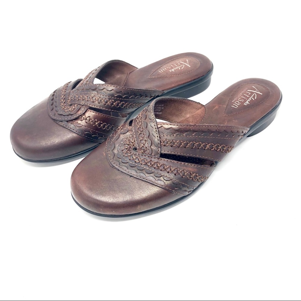 Clarks Artisan Brown Leather Clogs 7M